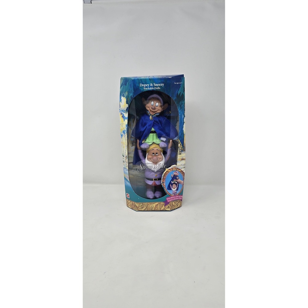 Vtg 1992 Disney Dopey & Sneezy stackable dwarf doll snow white dance dwarve